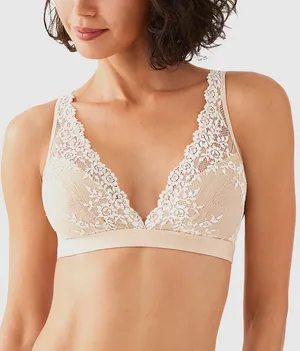 Wacoal Embrace Lace Wire Free Bralette‎ Women 38 Nude V-Neck 852191 Lingerie thumbnail 1