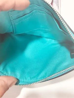 COACH Women's Blue Double Corner Zip Wristlet In Pebble Leather thumbnail 3