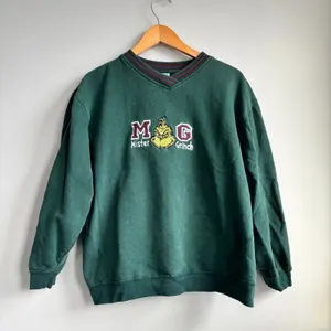 Vintage Dr. Seuss Brand Mister Grinch Embroidered Sweatshirt V Neck Size Unknown thumbnail 2