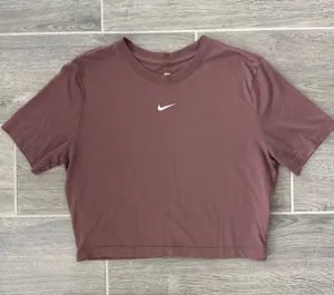 Nike Mauve Crop Top with White Swoosh thumbnail 1