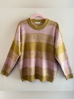 MADEWELL Otis‎ Space Dye Striped Alpaca Blend Sweater in Pink Oyster, Medium thumbnail 3