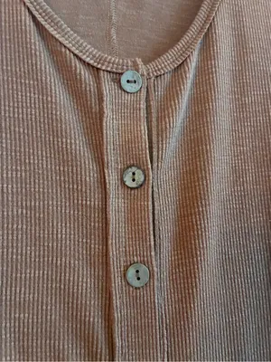 We the Free | Free People | Ribbed Button-Front Tank Dress in Brown | Medium thumbnail 3