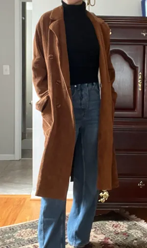 Brown Velvet Trench Coat thumbnail 1