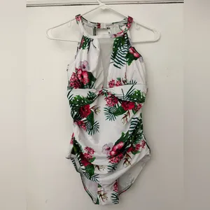 Floral Print Women's One Piece Swimsuit thumbnail 2