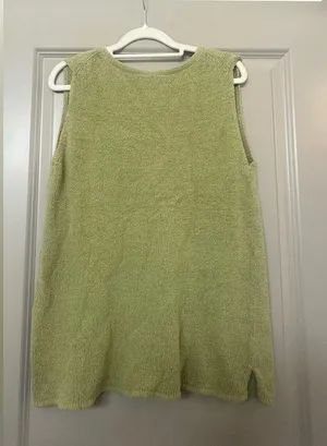 Eileen Fisher Size Large Green Knit V Neck Tank Top thumbnail 2