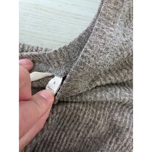 Soft Surroundings Ribbed Knit Lounge Set Tunic Top & Wide Leg Pants Taupe Brown thumbnail 5