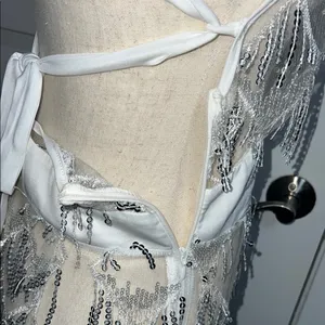 Silver Sequin Fringe‎ Dress Size M thumbnail 4