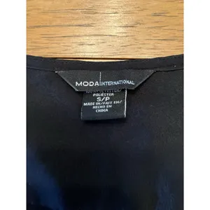 Moda International Women's Black Solid Shirt Dress Belted Pockets 3/4 S thumbnail 2