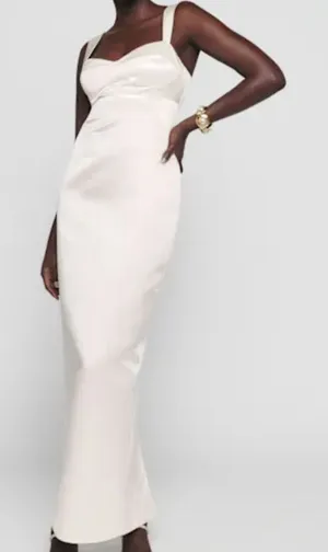 Reformation | NWT Willy Satin Sweetheart Maxi Dress in Ivory White Size 4 thumbnail 1
