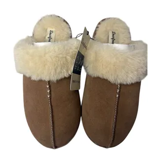 Women's Bed Slippers with Fur by Dearfoams Memory Foam Sz 7/8 Chestnut NWT thumbnail 1