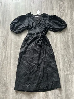 New SHOWPO Amalie The Label - Franc 100% Linen Puff Sleeve Wrap Midi Dress XL thumbnail 7