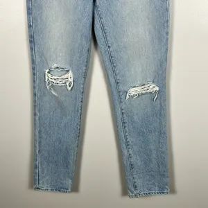 Madewell Classic Straight Jeans Size 25 Blue Distressed High Rise Rigid Denim thumbnail 5