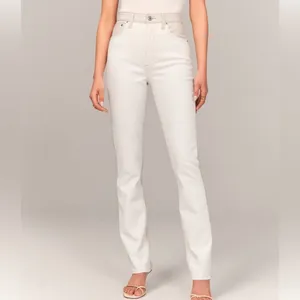 Abercrombie & Fitch faux leather top High Rise Cream 90s ultra highrise Jean 27 thumbnail 2
