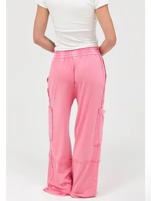 NEW Double Zero Taffy Pink Mineral Wash Cargo Sweatpants – Medium thumbnail 4