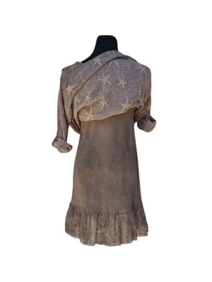 Seduzione Brown Star Mohair Blend Midi Dress Size L thumbnail 4