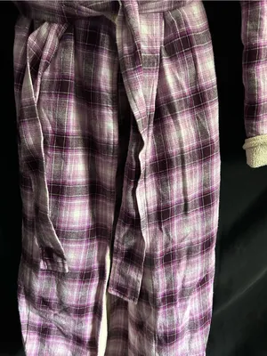 UGG Women's Plush Purple Plaid Robe with Sherpa Trim SM thumbnail 9
