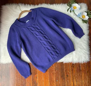 Cable Knit Sweater Deep Blue Purple size XL thumbnail 1