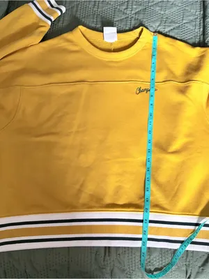 Champion Script Logo Mustard Yellow Striped Trim Crewneck Sweatshirt XXL thumbnail 5