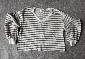 Altar'd State Striped Textured V-Neck Sweater | Size Small thumbnail 1