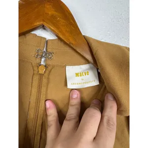 Maeve Anthropologie Mustard Yellow Linen Blend Short Sleeve Wide Leg Jumpsuit 0 thumbnail 3