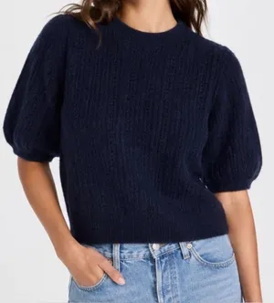 Madewell CloudSoft Short-Sleeve Sweater Tee wool/alpaca blend blue Size S NWT thumbnail 1