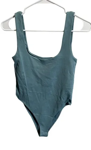 A New Day XS Teal Bodysuit Square‎ Neck Sleeveless Stretchy thumbnail 1