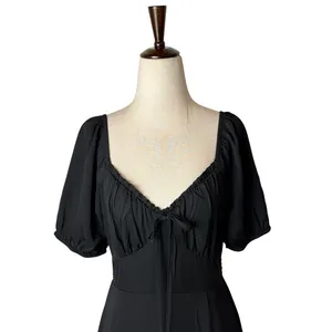 Baltic Born Poppy Satin Midi Dress Women Small Black Puff Sleeve Whimsigoth thumbnail 4
