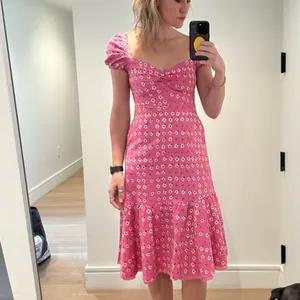 Autumn Adeigbo Pink Peasant Dress SIZE 8 Daisy Cotton Cottage USA Designer $525 thumbnail 5
