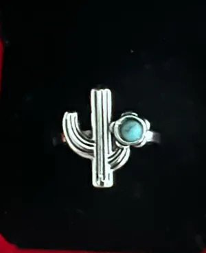 Women’s Stainless Steel Silver Faux Turquoise Embellished Ring Size 7 thumbnail 1