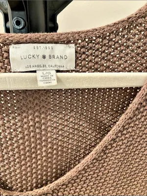 Lucky Brand Waffle Slouchy V-Neck Sweater Brown thumbnail 5