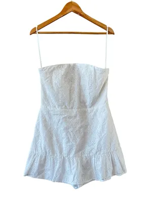 ALTAR’D STATE Baylyn Eyelet Strapless Corset Romper White Size L NEW thumbnail 6