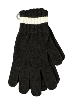 Asics‎ Womens L/XL Black White Knit Stripe Gloves ZC831-9001 NWT thumbnail 1