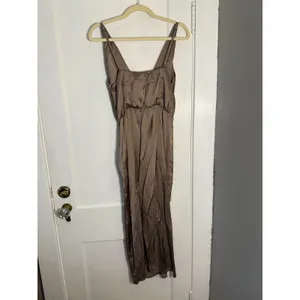 Abercrombie and Fitch Satin Draped Wrap Midi Dress Size Medium Light Brown thumbnail 5