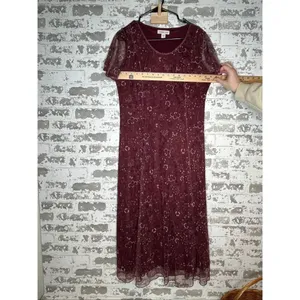 Coldwater creek | women maroon layered dress floral thumbnail 7