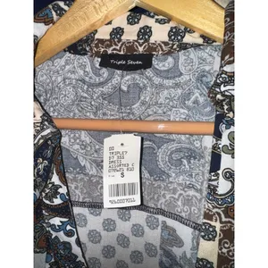New Triple Seven Patchwork Paisley Dress Women's Small‎ Button Up Tie Waist Fall thumbnail 7