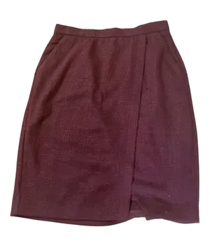 Banana Republic Deep Plum Tweed Faux Wrap Pencil Skirt - Size 4 thumbnail 1