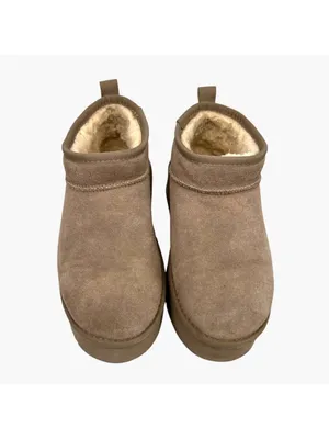 Bearpaw Shalini Low Suede Ankle Boots Wool Blend Lining Size 10 Beige thumbnail 3