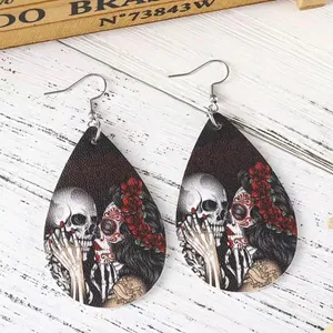 Gorgeous Kiss Skeleton Print Teardrop Dangle Earrings‎ - Gothic Retro Style thumbnail 6