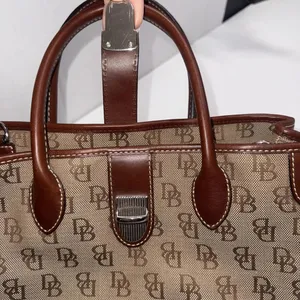 Vintage Dooney & Bourke Y2K Old Money Classic Leather Canvas Satchel Bag‎ Purse thumbnail 10