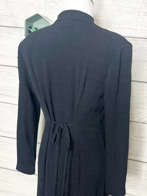 Vintage Black & Pink Floral Embroidered Long Sleeve Dressy Duster Blouse Size 8 thumbnail 8