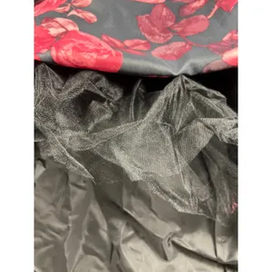 Betsy & Adam Floral Rose Satin Gown Black Red Lace Up A-Line Prom Formal Size 8 thumbnail 11