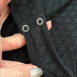 Abercrombie & Fitch Black Pointelle Knit Long Sleeve Square Neck Body Suit thumbnail 4