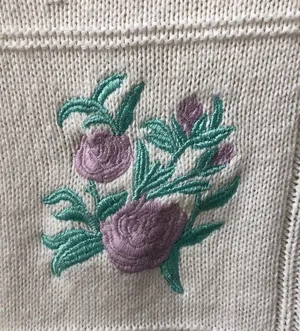 Vintage Embroidered Patchwork Cotton Sweater M White Size M thumbnail 4