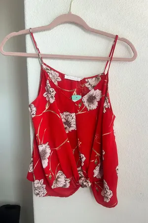 Lush Clothing Red Floral Tank Top thumbnail 1