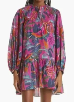 Farm Rio Rainbow Macaws Mini Dress Women's Sz. M thumbnail 1