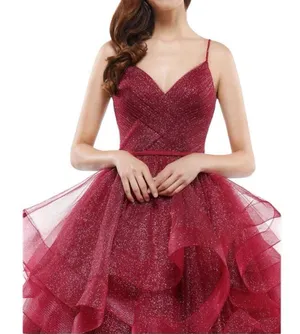 NWT Womens Lavetir Red Ruched Fit & Flare Red Shimmer Holiday Party Dress - Sz 0 thumbnail 1