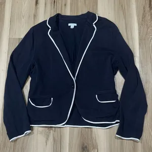 Garnet Hill Navy Blue White Trim Rowing Blazer Women’s 16 thumbnail 2