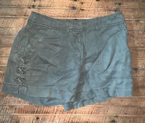 White House Black Market army green 5” loose normcore shorts thumbnail 1