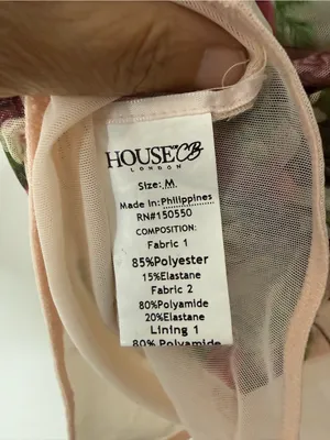 House of CB Nina Vintage Floral Gathered Mesh Bodysuit M thumbnail 7