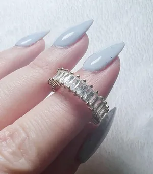 FULL cubic zirconia CZ stone rings eternity band open size ring thumbnail 3